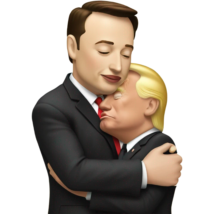 Elon Musk kissing Donald Trump ￼ emoji