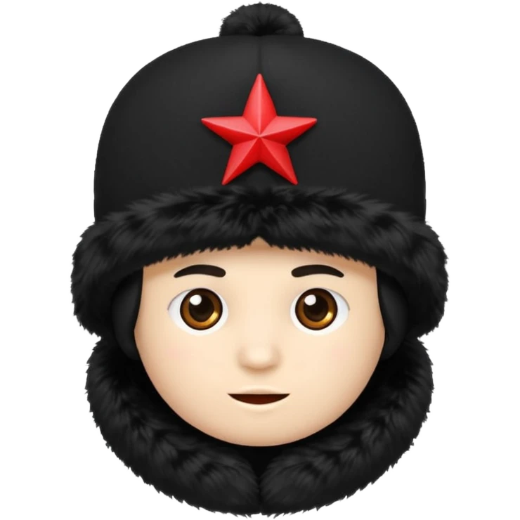 A blank Black ushanka with a red star on it emoji
