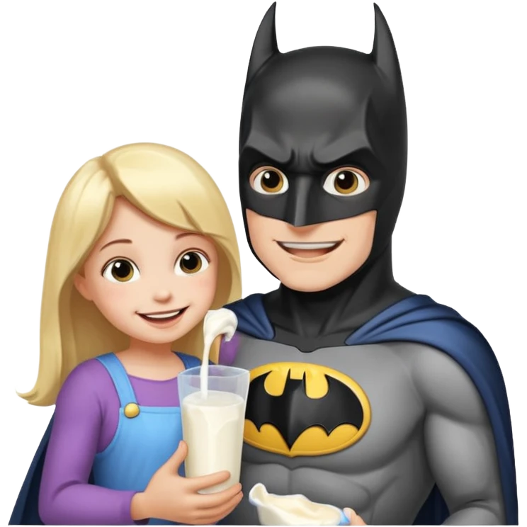 batman feeding milk to his daughter emoji