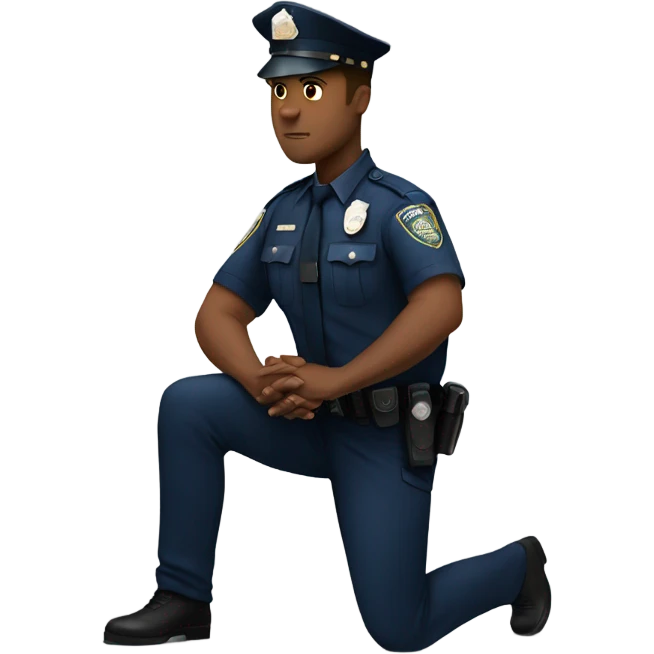 Caucasian Police officer takes a knee emoji