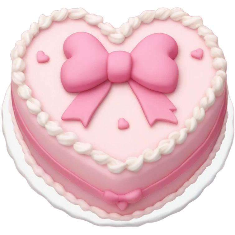 Pastel pink heart shaped cake with fancy icing and bows emoji