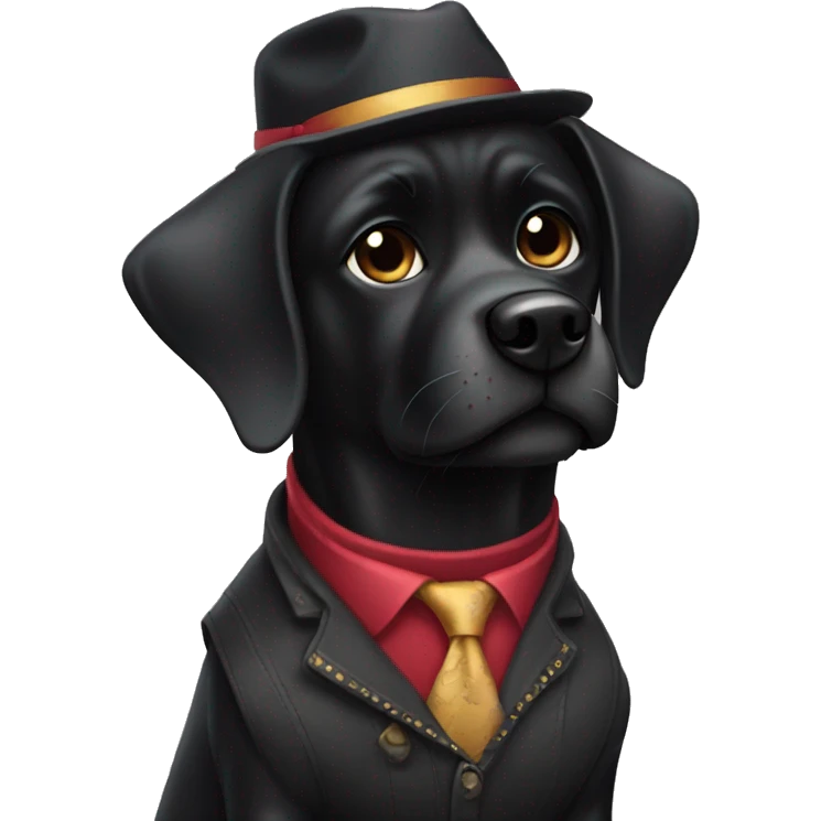 Black dog in New York outfit emoji