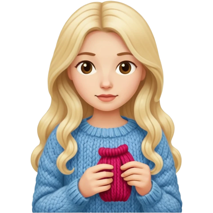 Blonde long hair lady knitting a sweater emoji