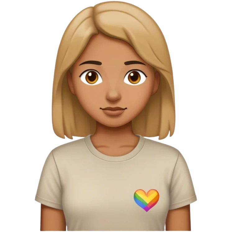Girl wearing shirt that says lesbian emoji