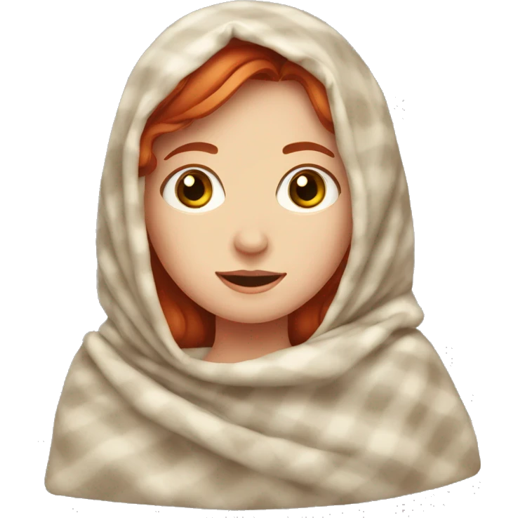 Fair skin red head girl in blanket  emoji