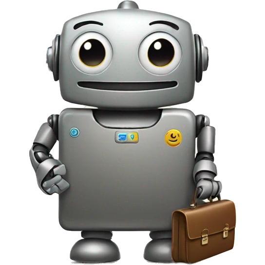 happy robot holds briefcase emoji