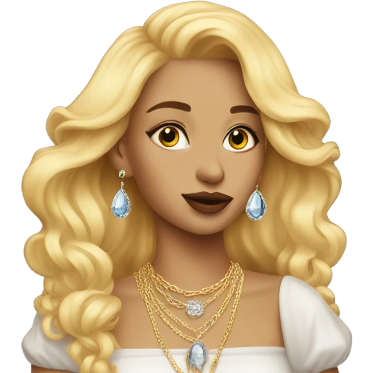 blonde girl with jewelry portrait blowing a kiss emoji