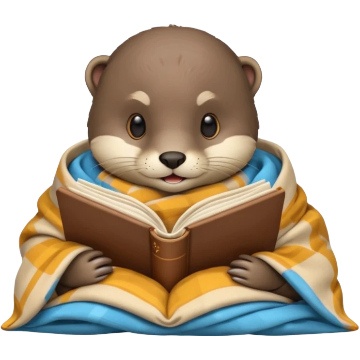 otter cozy in blanket with beige book emoji