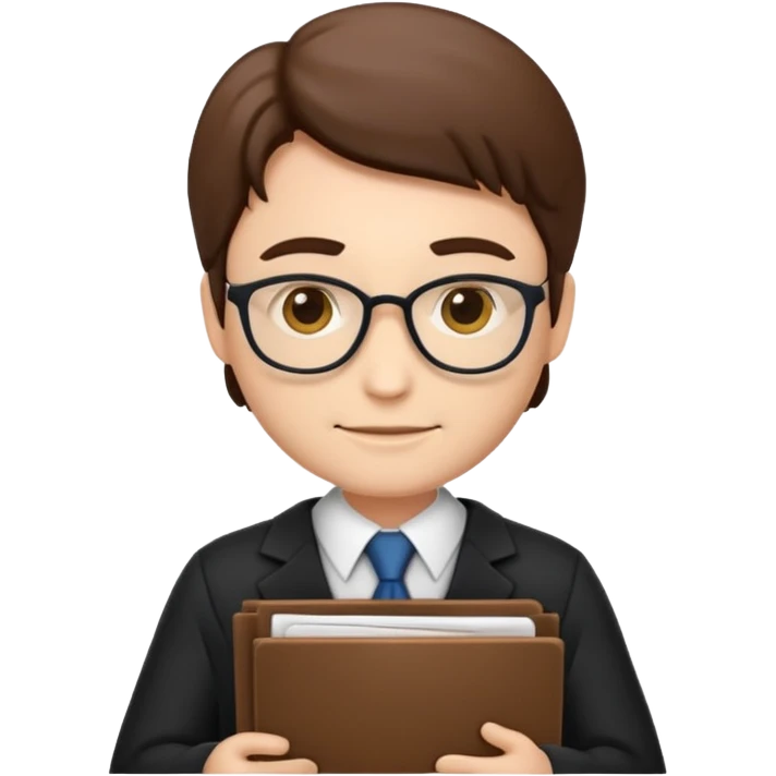 lawyer emoji, professional, holding legal documents, neutral background emoji