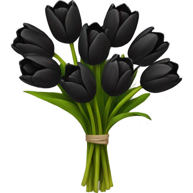 black tulips bouquet emoji