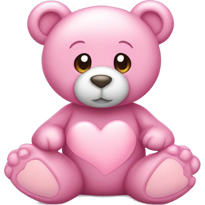 Bear "A pastel pink teddy bear with a glossy finish, glowing heart-shaped paw pads, and a faint shimmer outlining its cuddly figure." emoji