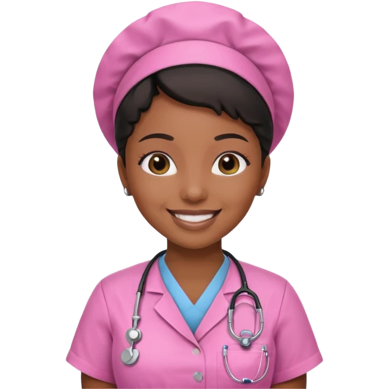 black Nurse wearing pink emoji