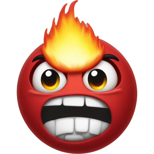 A little red gum drop wearing a suit very angry with fire coming out of his head  emoji