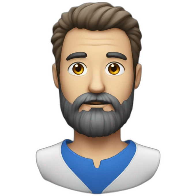 homme chauve barbe longue poivre et sel yeux bleus emoji