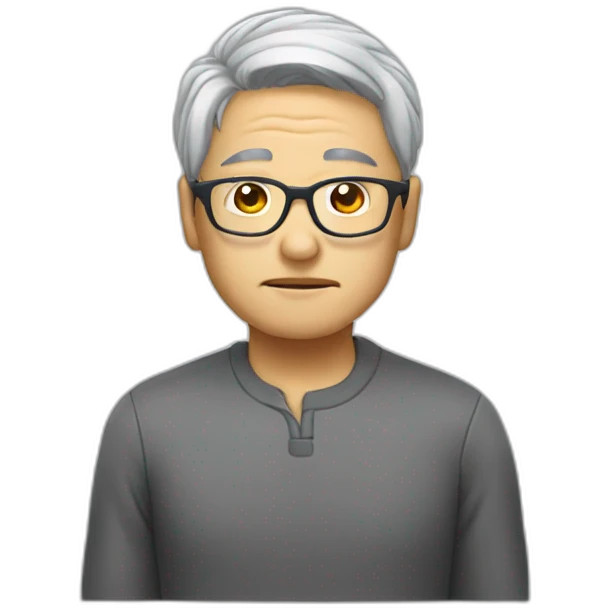 Chinese grey hair wear glasses thumb down emoji
