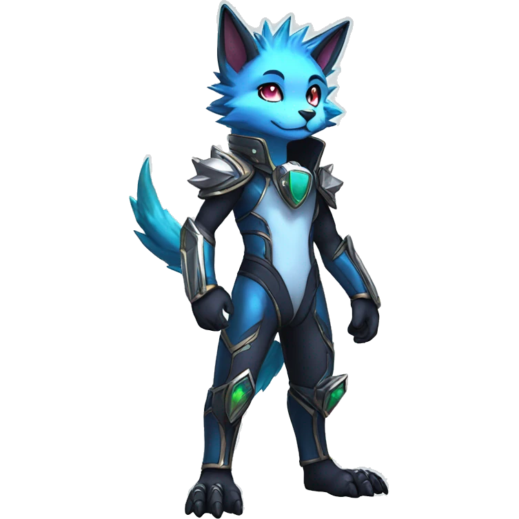 Shiny Anthro Sona Fakemon Nebula with a spiked collar Full Body emoji