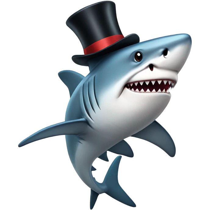 Shark with a top hat emoji