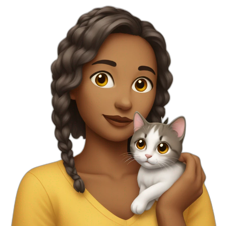 Une fille avec un chaton emoji