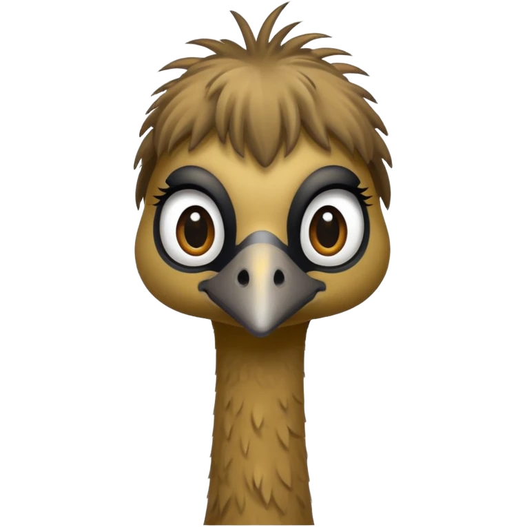 emu emoji, apple style, long neck, big eyes, natural colors, transparent background emoji