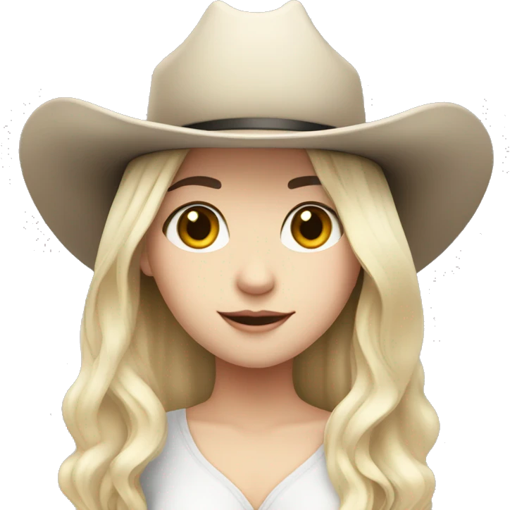 pale skin girl with black hair with a cowboy hat emoji