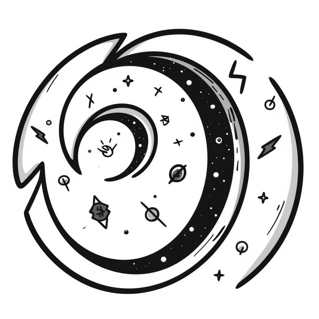 hand-drawn teleportation portal with spiraling vortex and magical symbols emoji