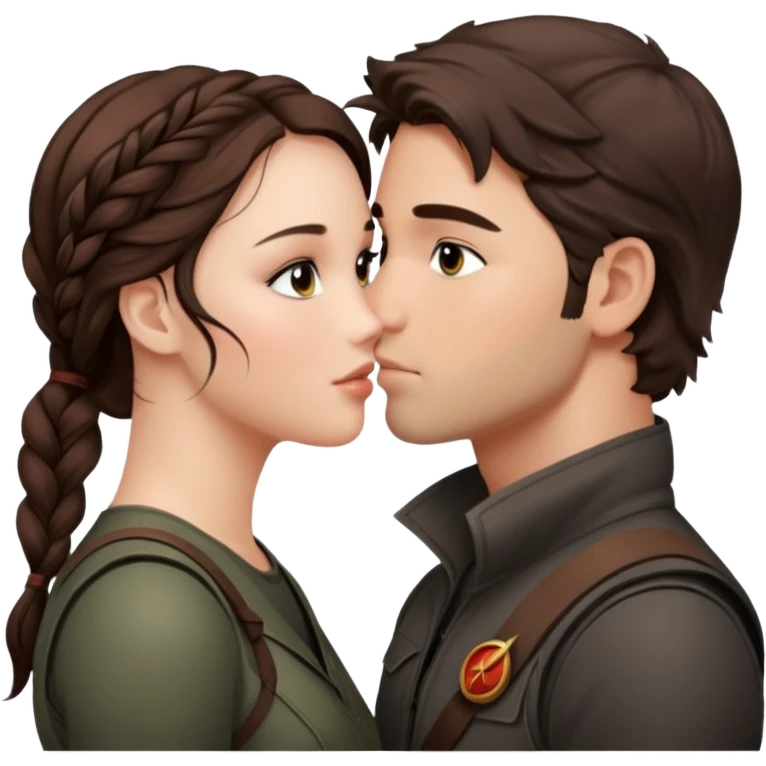 Katniss Everdeen kissing Gale Hawtorne emoji