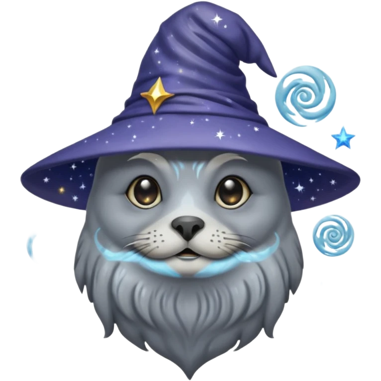 A wizard Seal that have a Galaxy in his head emoji