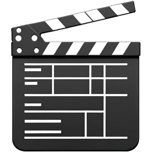 hyper minimal film slate, black and white, just basic shapes with one diagonal line emoji
