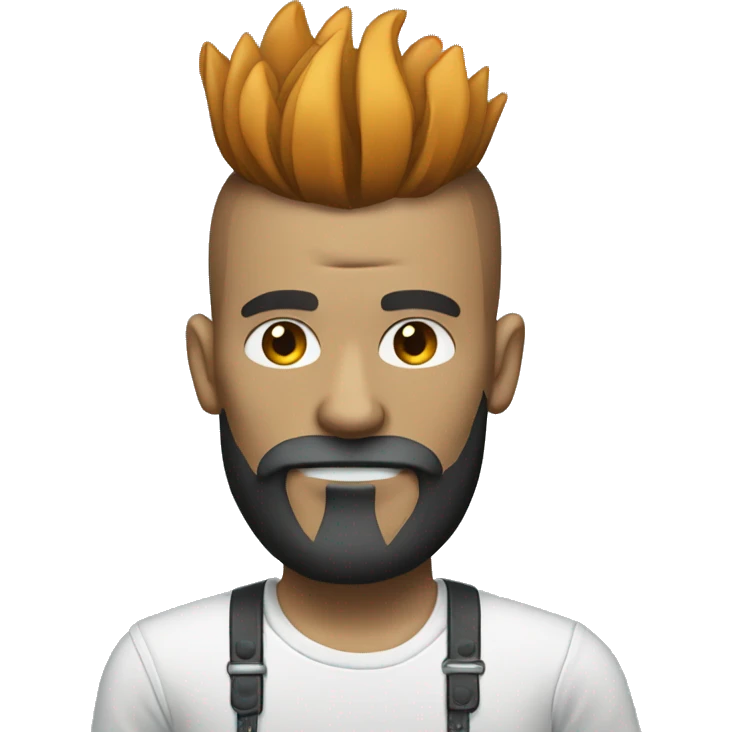 skull with mohawk hair and long beard wearing casual clothes emoji