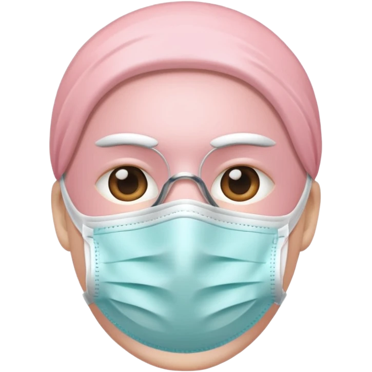 light pastel pink medical mask, no face, iOS emoji style, variation 2 emoji
