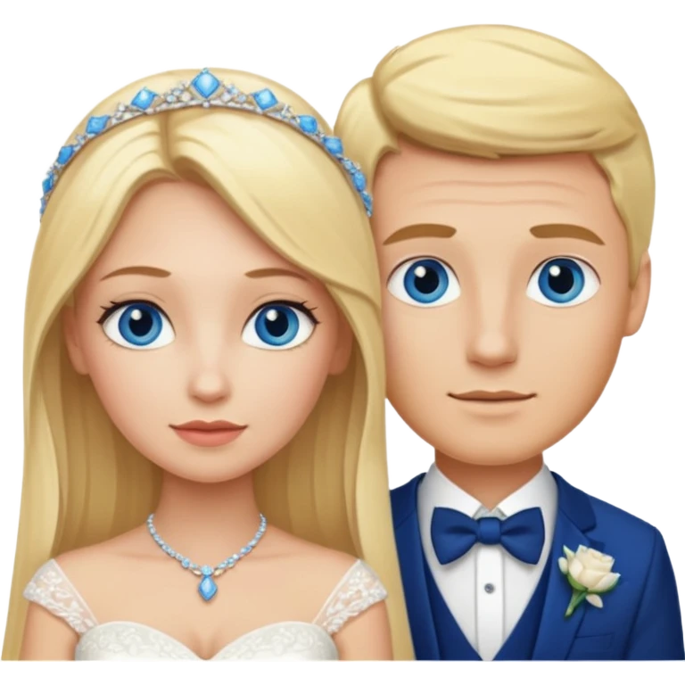 Blonde wife and blonde husband getting married Both Blue eyes emoji