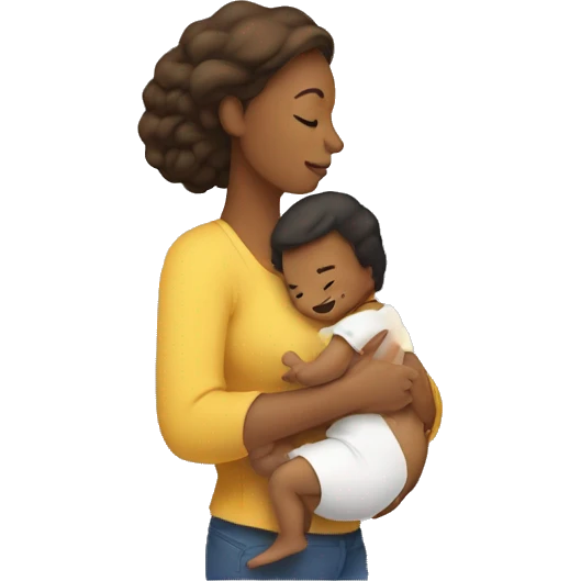 Mom holds the baby in her arms facing each other emoji