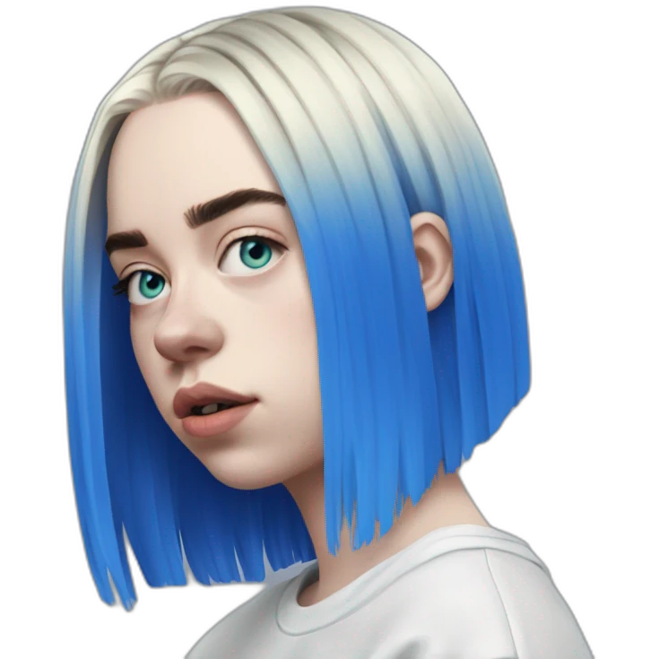 Billie eilish 2017 cheveux bleu emoji