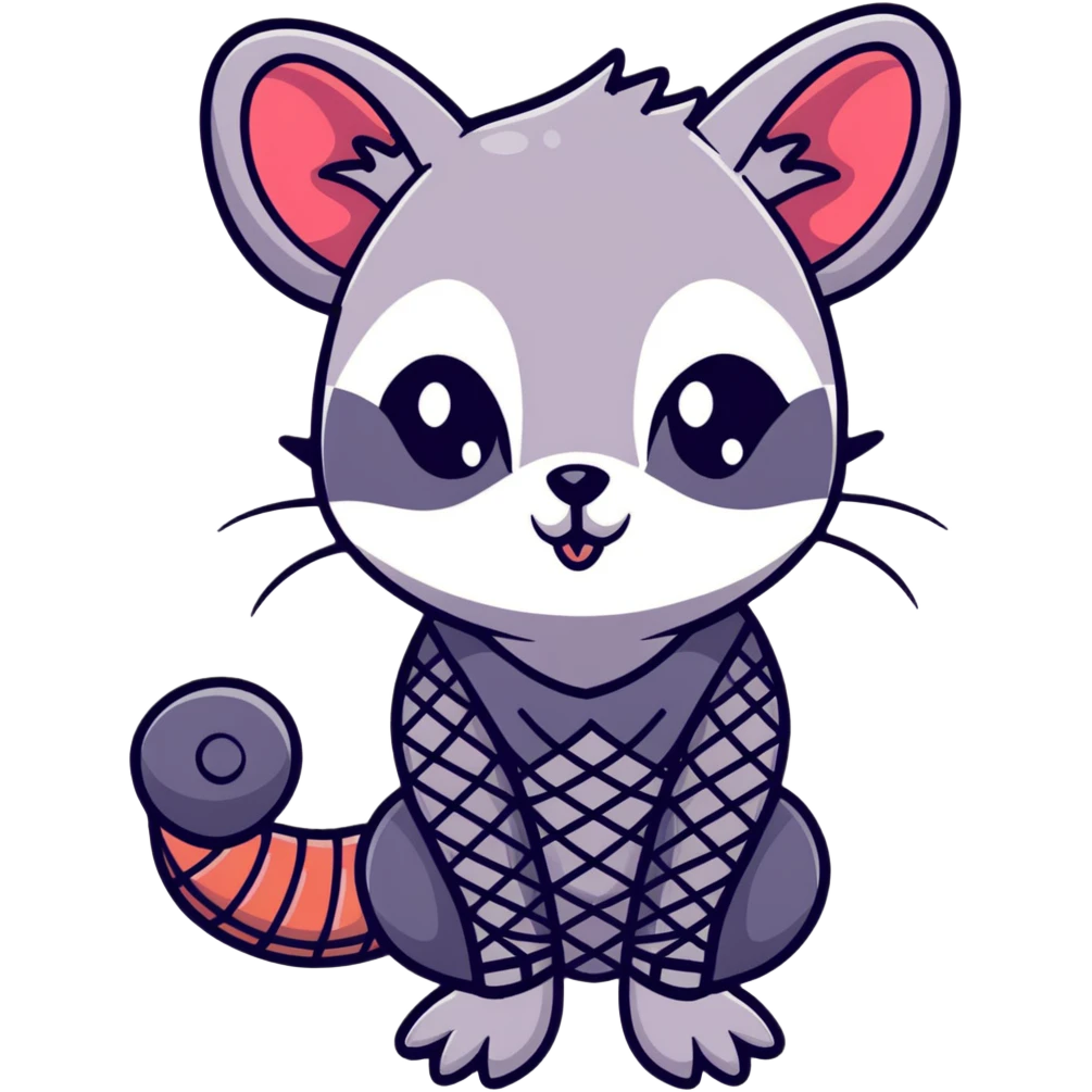 goth possum with fishnet gloves and black eyeliner emoji