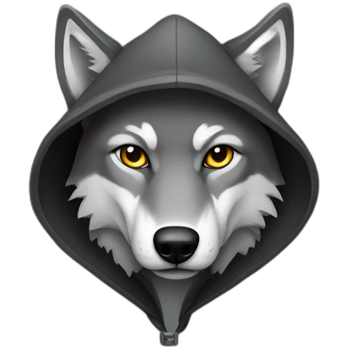 grey wolf wearing a black hood emoji