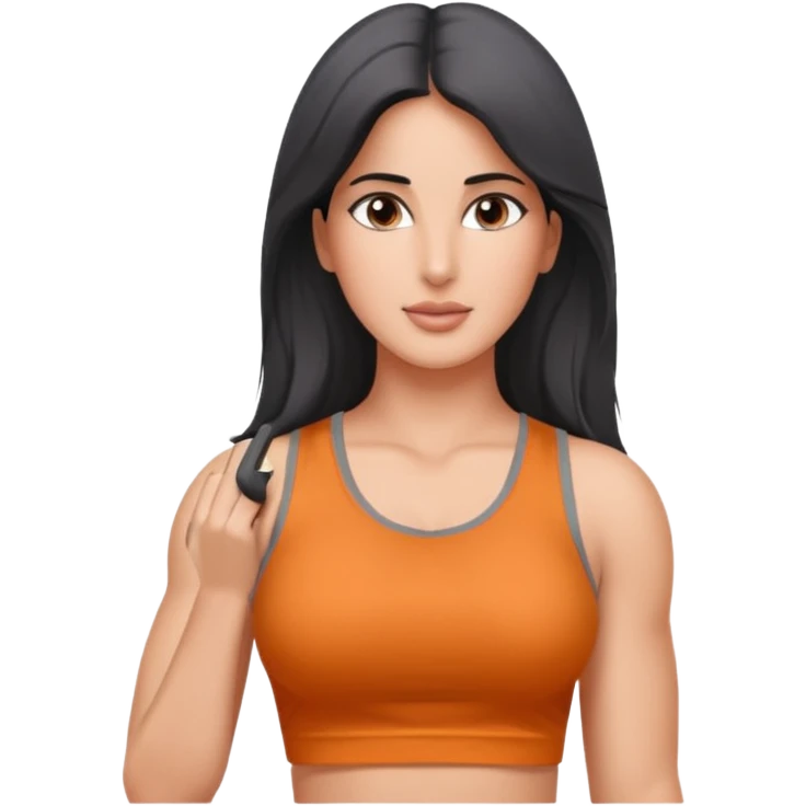 ipretty bratz emoji of katrina kaif wearing a grey tee, muscular emoji