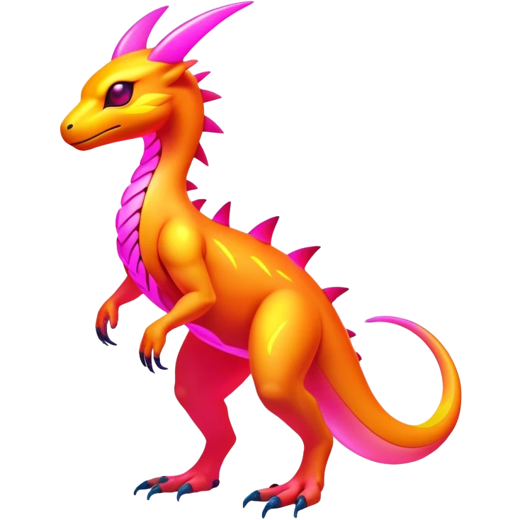 Exotic futuristic lush warm-colored neon Fakémon-Fionbri-creature (full body) emoji