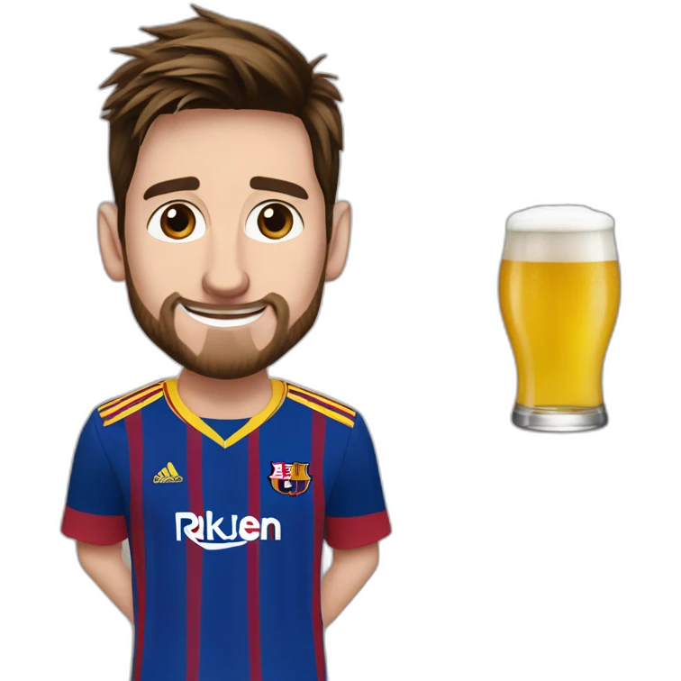 Messi buvant de la bière emoji