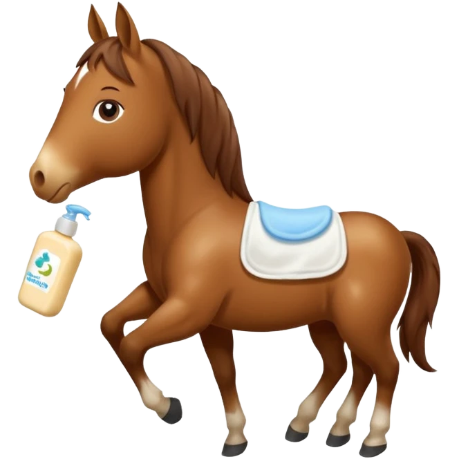 A horse holding johnson baby body lotion emoji