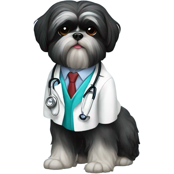 Black Shih tzu as doctor emoji