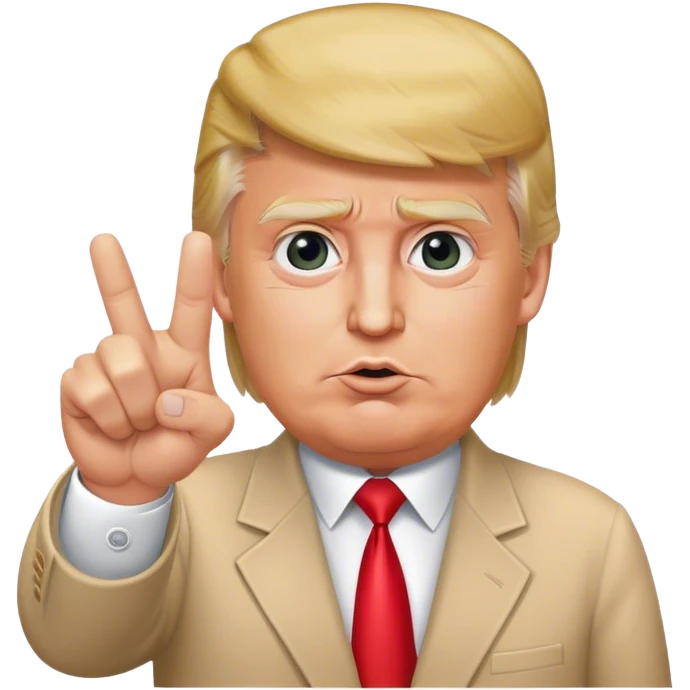 Super realistic Donald Trump pointing index finger up, realistic face emoji