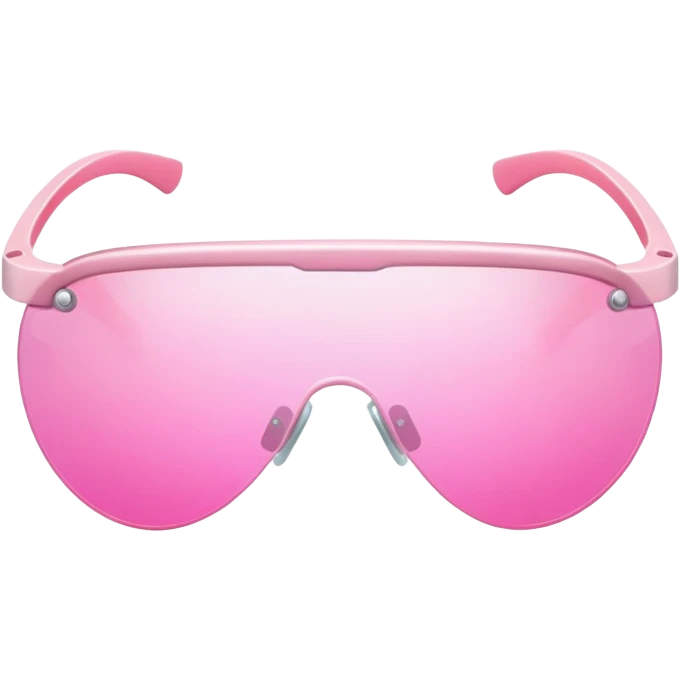 pink shield visor glasses with subtle gradient effect, frameless Y2K style emoji