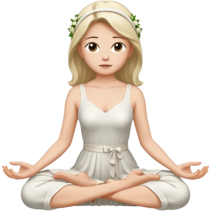 noiva sentada de pernas cruzadas meditando emoji