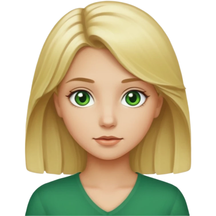 Blonde girl with medium hair and green eyes emoji
