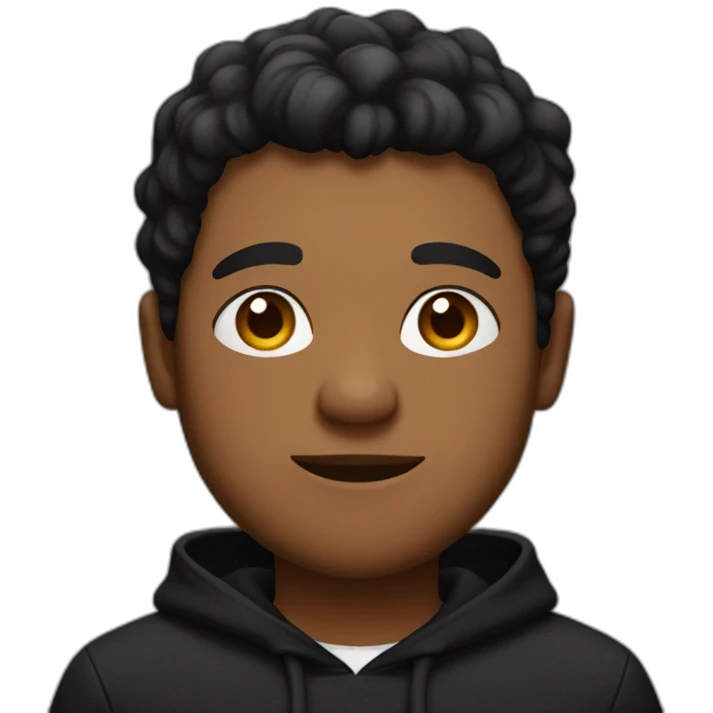 A brown skin guy in black hoodie, little fatty emoji
