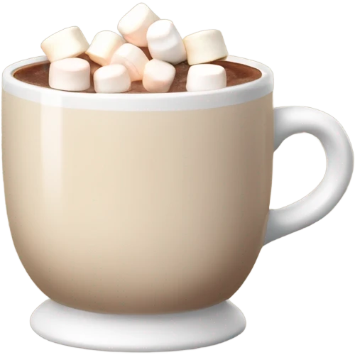 Light beige mug of hot chocolate with marshmallows  emoji