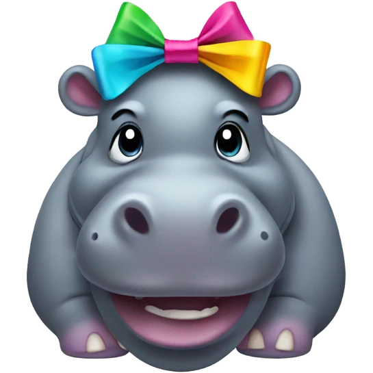 hippo wearing bow on head  emoji