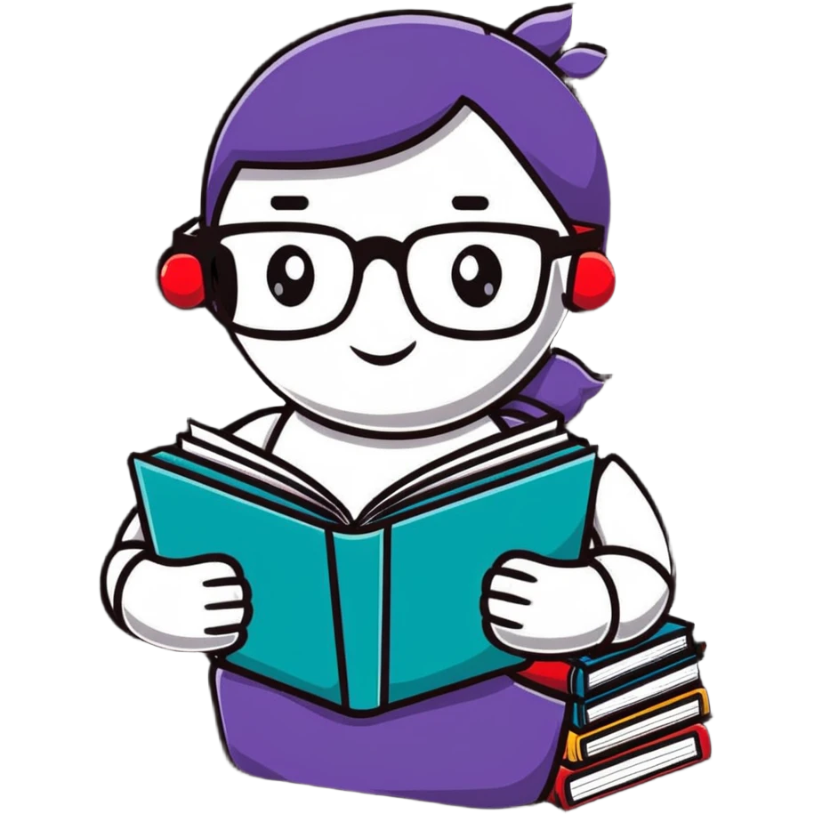nerdy robot librarian with glasses and books emoji