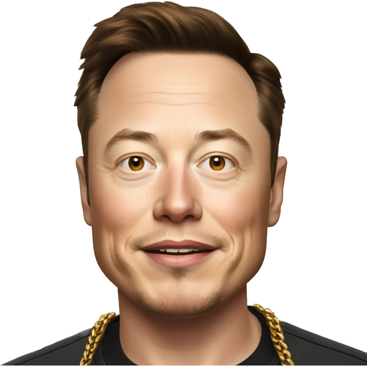 Elon musk wearing a gold chain  emoji