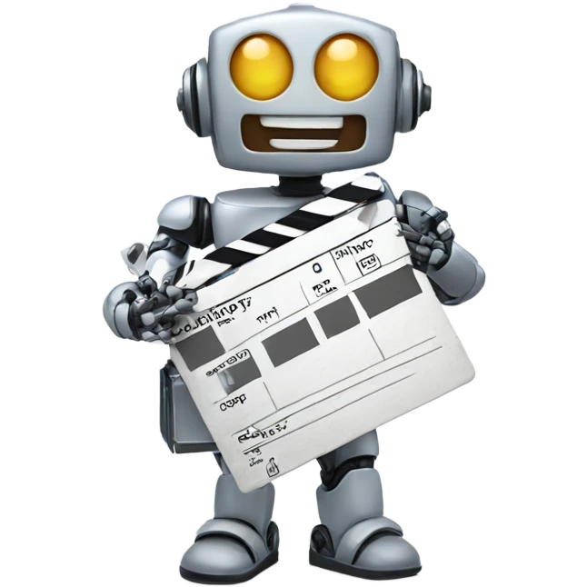 happy robot holding a clapboard emoji